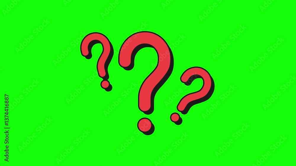 Poster question mark animation pop up question mark flat alpha looping 4k question mark confused dizzy. que