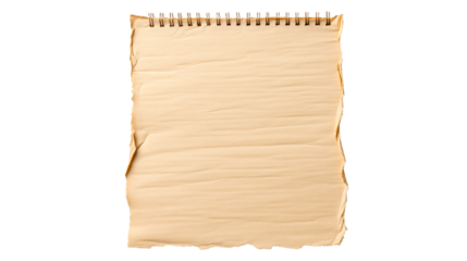 Old fashioned notepad with aged paper and torn edges, cut out transparent