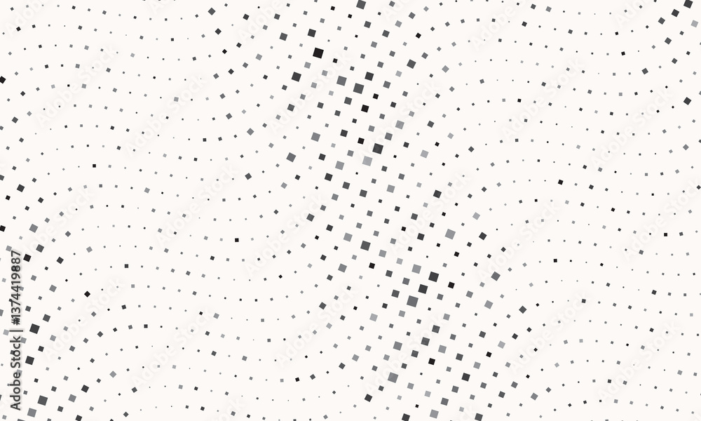 Poster Abstract wave background with squares. Gray colors rhombus in waves over white background.