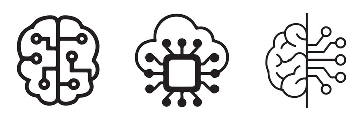 Technology icon set. Artificial Intelligence icons.  Ideas inspiration symbol. Vector illustration eps 10