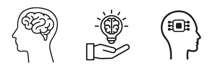 Technology icon set. Artificial Intelligence icons.  Ideas inspiration symbol. Vector illustration eps 10