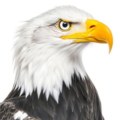 Obraz premium Closeup Portrait of a Majestic Bald Eagle with Striking White Head and Yellow Beak