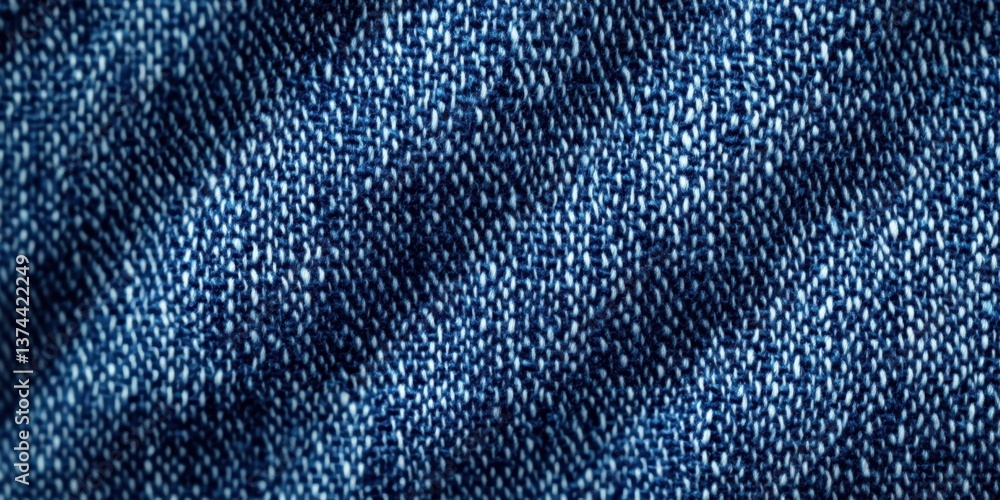 Poster a rough blue cotton fabric cloth textile texture close up view background with visible woven threads