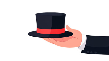Hand with magic hat, hand holding hat, performance concept, cut out transparent