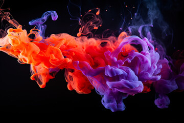 Fototapeta premium Black background with orange and white smoke.