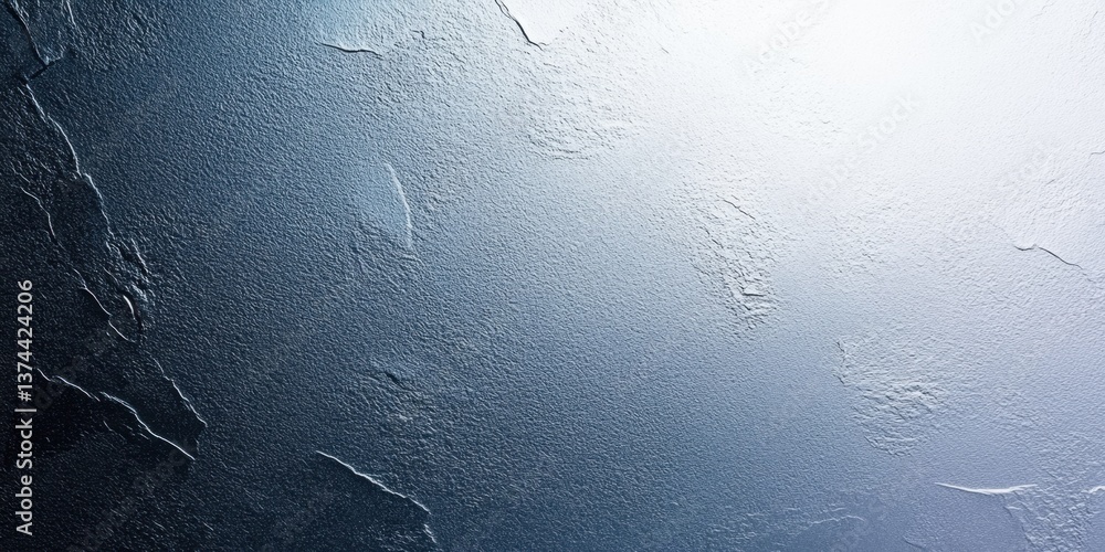 Poster abstract gradient background featuring bright grainy bluish-gray and silver tin foil texture, creati