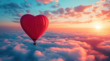Obraz premium Heart Shaped Balloon on a Bright, Cloudless Morning