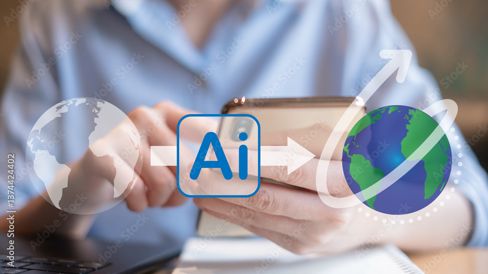 Poster business ai artificial intelligence change the world technology network digital communication concep