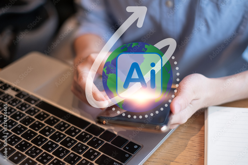 Poster business ai artificial intelligence change the world technology network digital communication concep