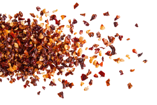 Spicy Red Pepper Flakes on transparent background