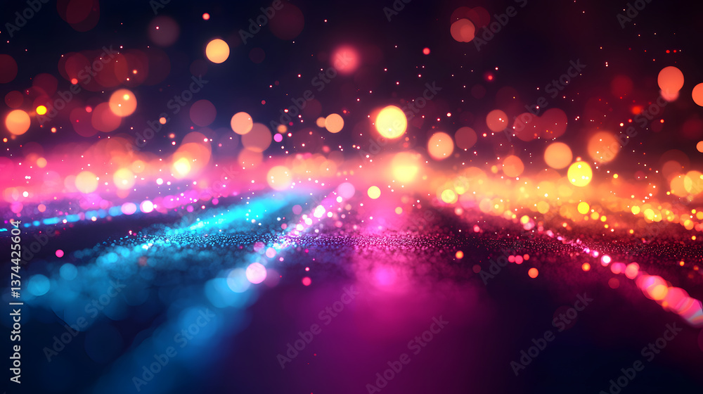 Poster Vibrant light patterns abstract background high-resolution wallpaper colorful bokeh environment dynamic viewpoint for advertising