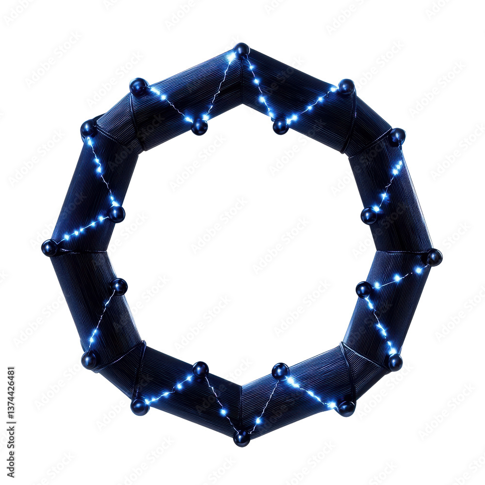 Poster abstract geometric shape with a glowing outline and interconnected nodes.