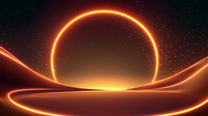 Fototapeta premium Energetic sunrise background wallpaper digital art vibrant landscape futuristic design high resolution for advertising