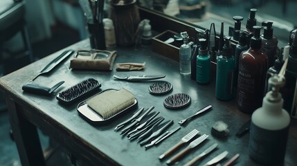 Professional barbers equipment at the barber shop