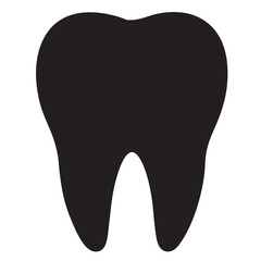 Black tooth silhouette, vector icon, dental symbol, health, medical, dentistry, dental care.