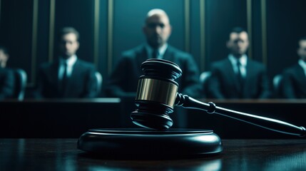 Courtroom action scene judge approves verdict legal drama formal setting front view justice concept