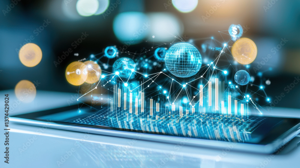 Aufkleber abstract digital data visualization on tablet screen