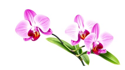 Fototapeta premium Orchid Flowers with Green Leaves