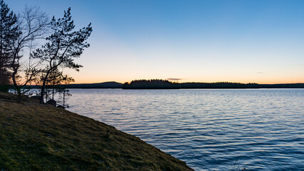 Early summer night by a lake in Finland