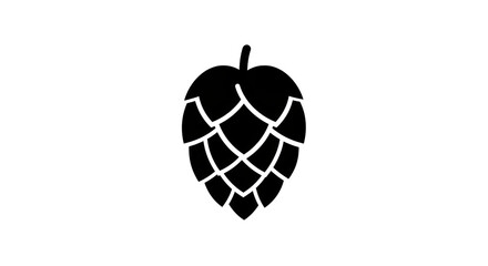Isolated Black Hop Cone Silhouette for Brewing Industry