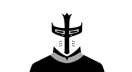Isolated Medieval Knight with Helmet and Visor, Minimalist Design