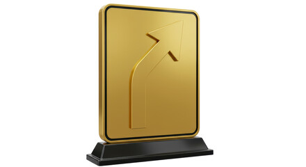 Isolated Golden Arrow Sign with Turn