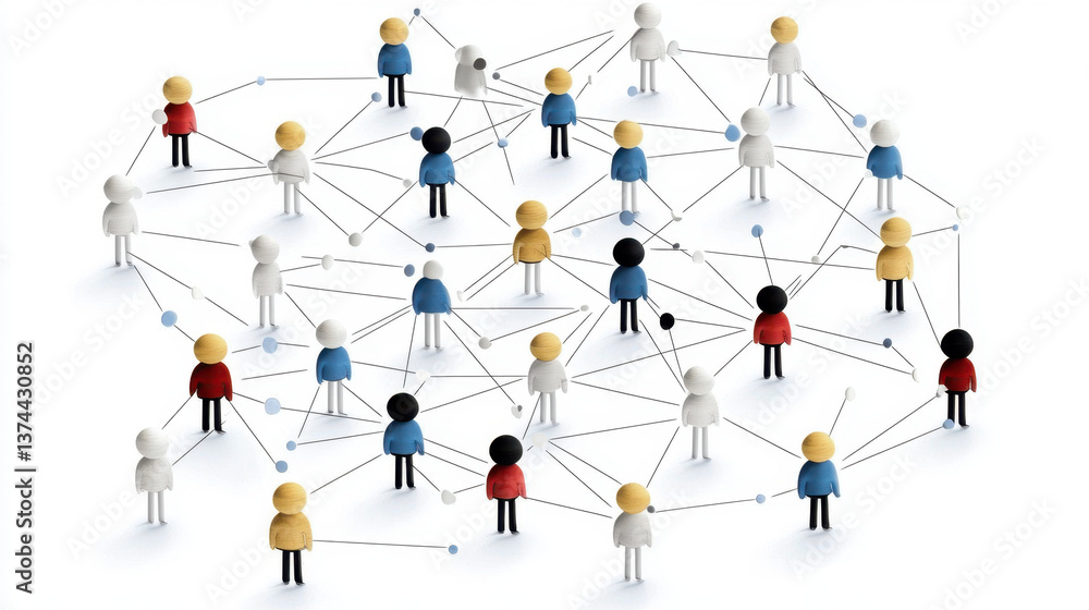 Poster abstract network of interconnected figures