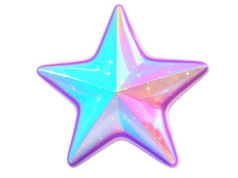 y2k 3d star hologram png cut out element