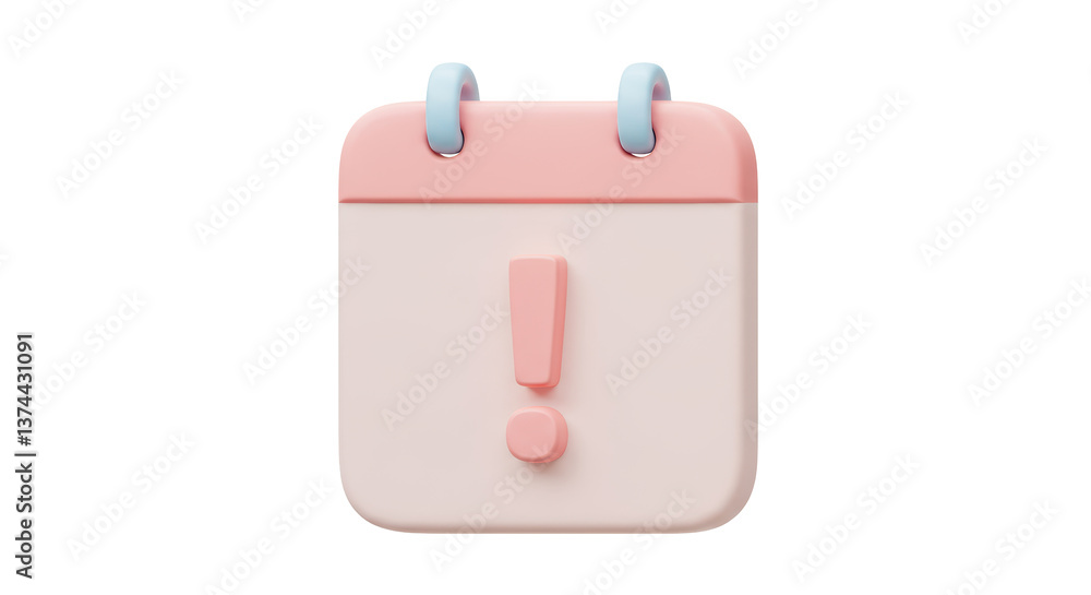 Poster isolated calendar with exclamation mark emphasizing important deadline