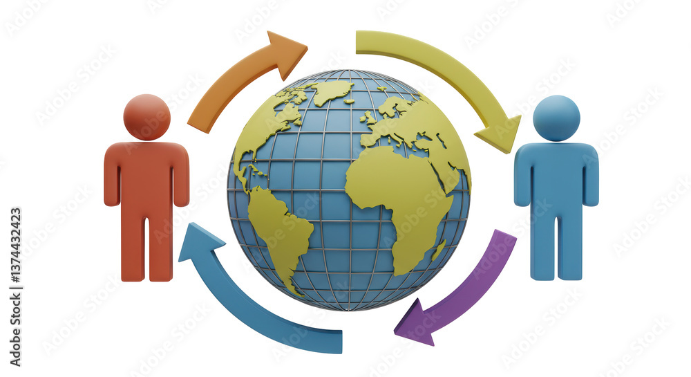 Poster isolated global interaction with people and arrows