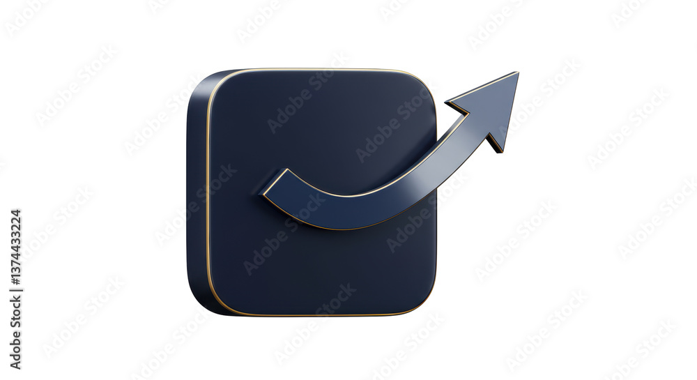 Poster isolated square icon with arrow showing increase of data