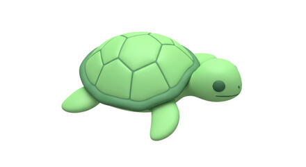 Isolated Cartoon Green Turtle in a Soft Style