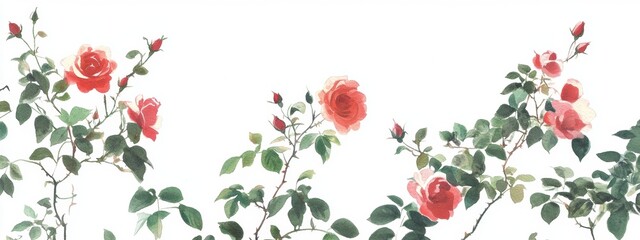 red poppies on white background