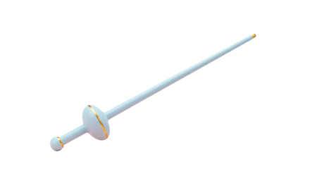 Isolated Decorative Fencing Foil Sword with White Hilt