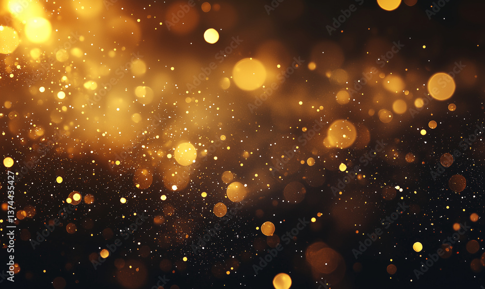 Aufkleber a shimmering gold and brown background filled with sparkling particles, creating a dreamy and festiv