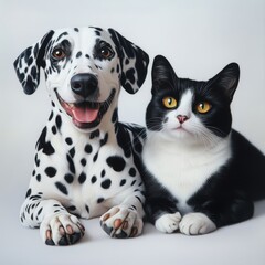 black and white cat and dog