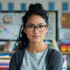 portrait of a young woman in glasses