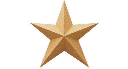 Isolated Wooden Star with Textured Surface