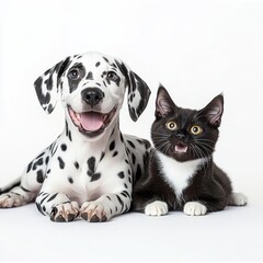 black and white cat and dog