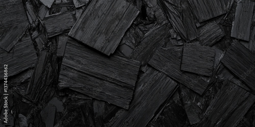 Poster black particle board texture with fiberboard and chipboard elements, featuring a dark abstract backg