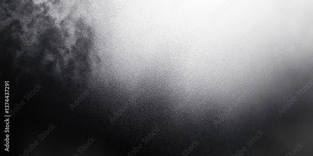 Poster grainy black and white gradient blending into gray tones, offering an abstract background with textu