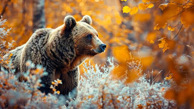Beautiful brown bear in nature. Selective focus. nature.