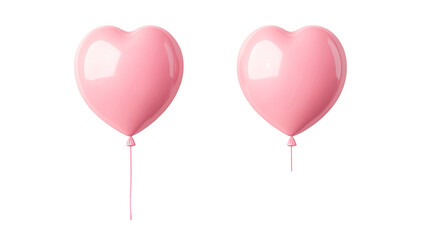 Two Pink Heart Balloons on Black Background, cut out transparent