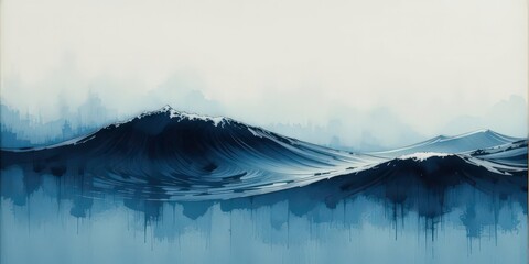  Sumi e Swell Subtle blue turquoise water ripples in an ink wash painting, capturing the sea s essence. Minimalist and tranquil.