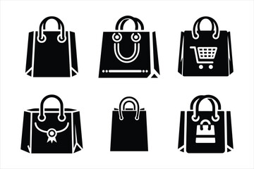shopping bags set icon on white background