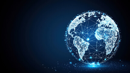 Fototapeta premium Glowing Digital Globe Abstract Network Connection Technology Illustration