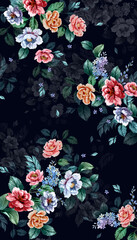 abstract floral geometric designs art