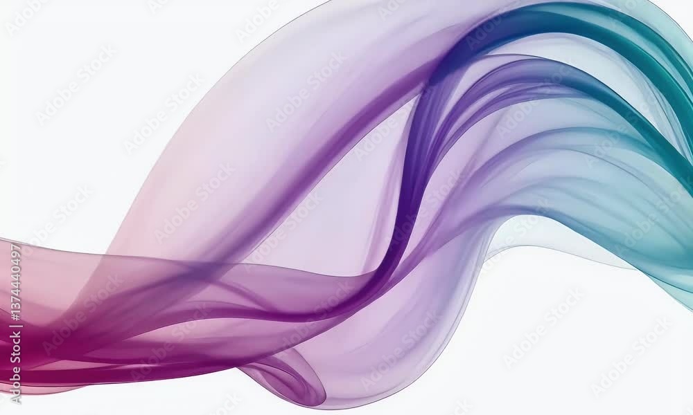 Poster abstract fluid design with gradient colors and flowing wavy lines on white