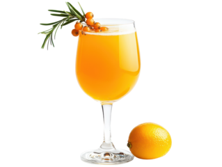 Isolated Sea Buckthorn Juice with Lemon