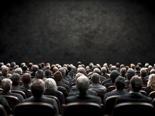 Obraz premium Large Audience in a Dark Theater Watching a Performance